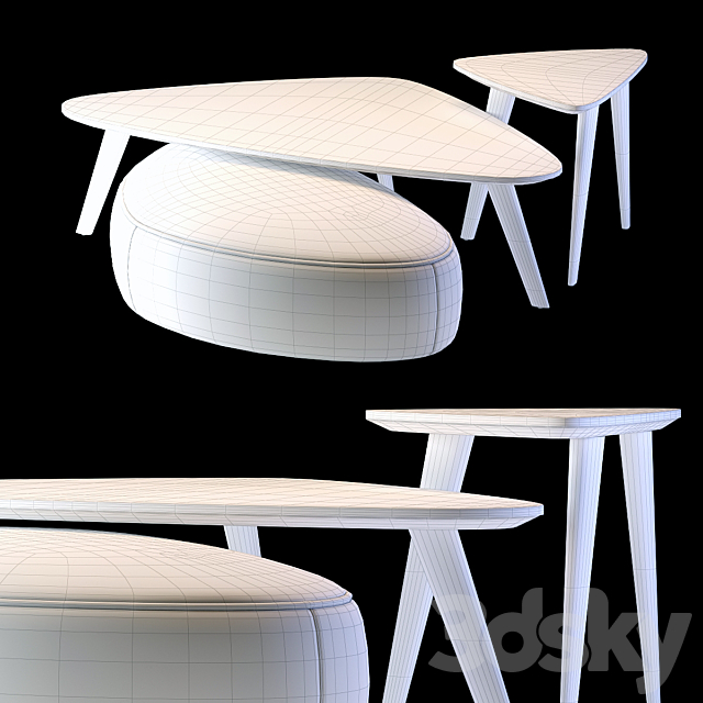 Oasis Andre Collection Small Table and Ottoman 3DSMax File - thumbnail 3