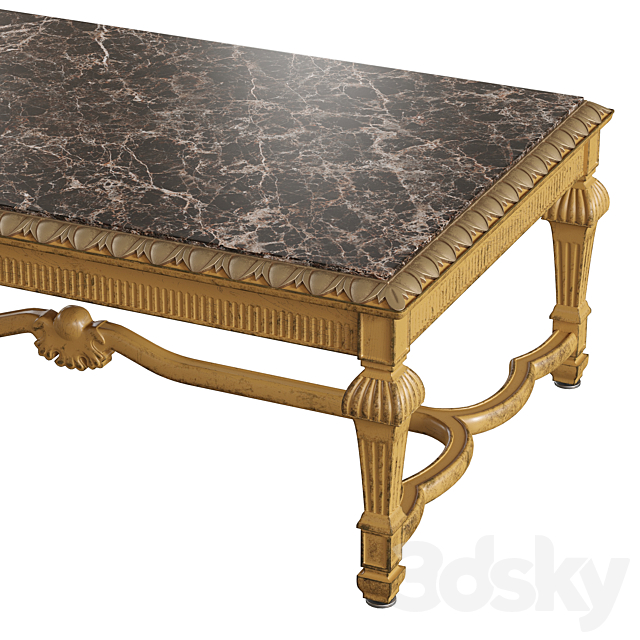 Old Antique Classic Table Basse Louis XIV 3DS Max Model - thumbnail 2