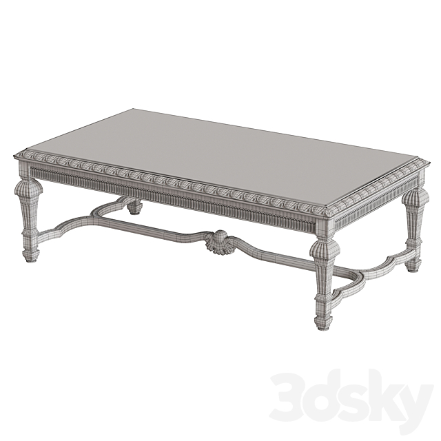 Old Antique Classic Table Basse Louis XIV 3DS Max Model - thumbnail 3