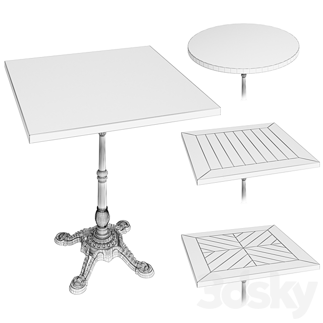 One leg loft table 3DS Max Model - thumbnail 2