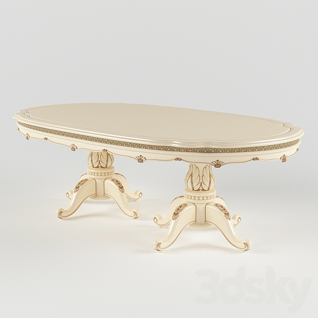 Palatial Oval Dining Table 3DS Max Model - thumbnail 2