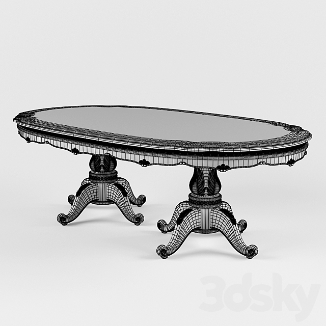 Palatial Oval Dining Table 3DS Max Model - thumbnail 3