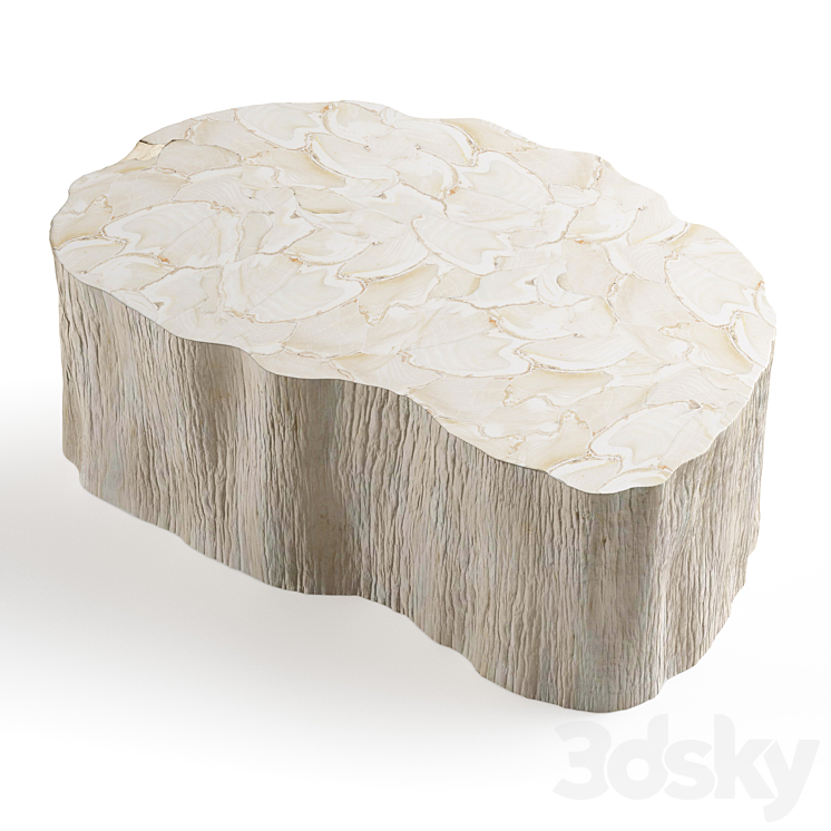 Palecek Camilla Fossilized Clam Coffee Table 3DS Max Model - thumbnail 1