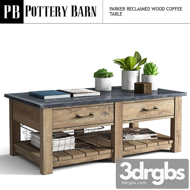 Parker reclaimed wood coffee table 2 3dsmax Download - thumbnail 1