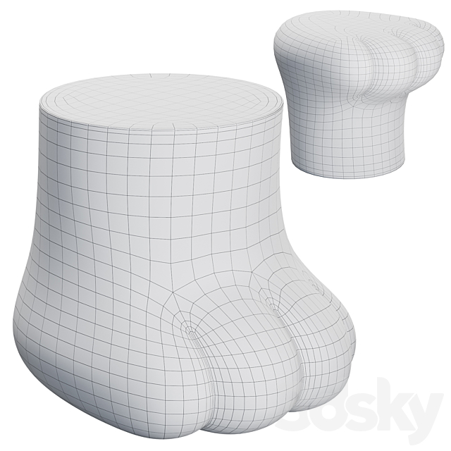 Paw Stool Side Table 3DSMax File - thumbnail 5