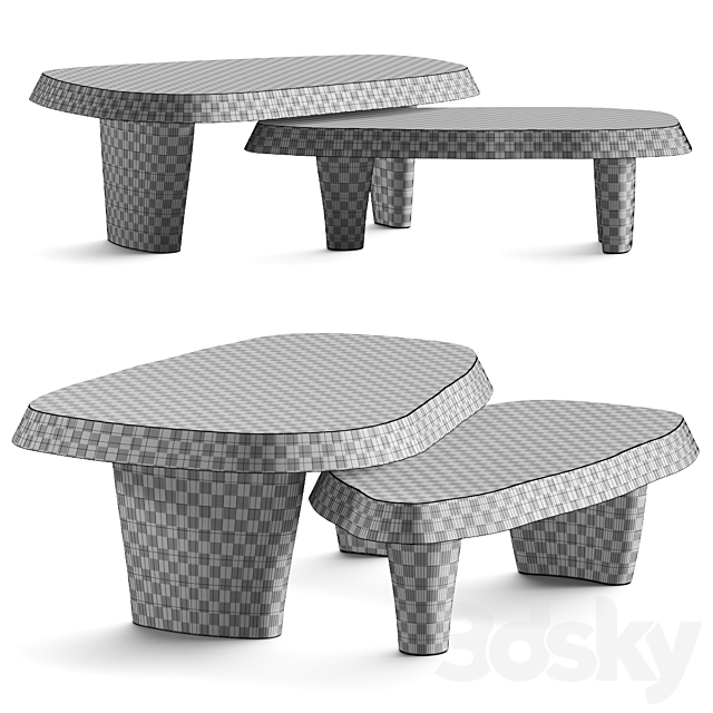 Pierre Augustin Rose Duo Multilaque Coffee Tables 3ds Max - thumbnail 2