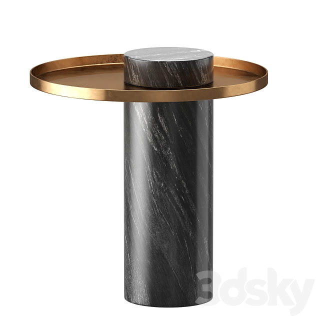 Pillar Side Table in Black Marble & Brushed Gold design by Nuevo 3DSMax File - thumbnail 1