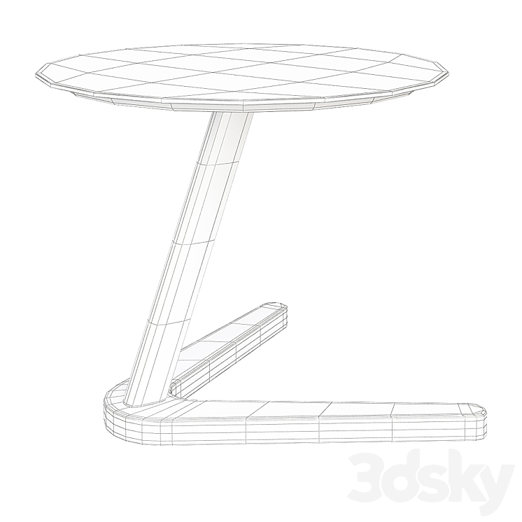 Pinewood End Table 3DS Max Model - thumbnail 2