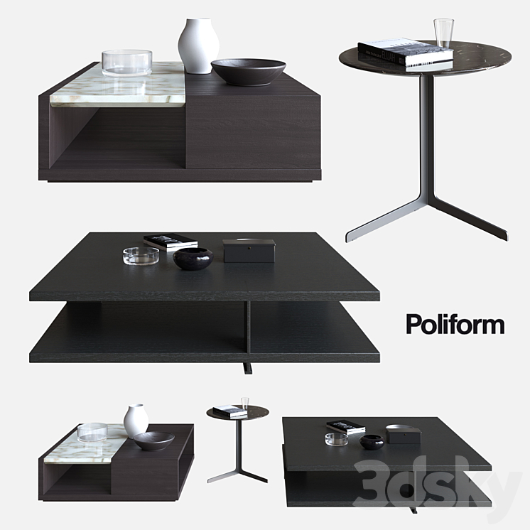 POLIFORM COFFEE TABLES BRISTOL & CLASS & BABA 3DS Max - thumbnail 1