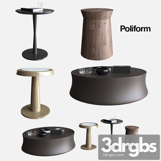 Poliform coffee tables dama & soori & flute & anna 2 3dsmax Download - thumbnail 1