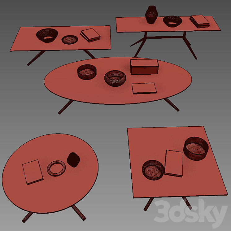 POLIFORM COFFEE TABLES MONDRIAN 3DS Max - thumbnail 2