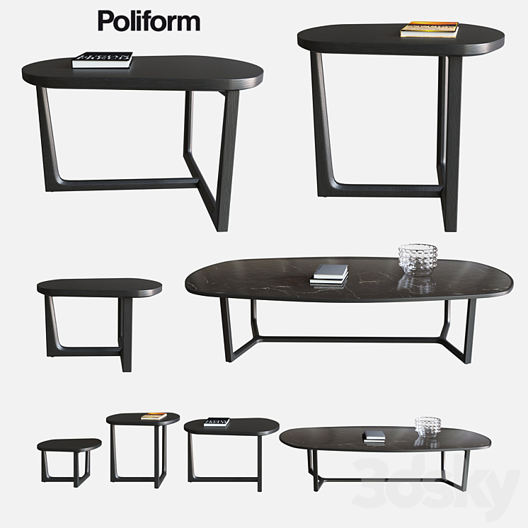 POLIFORM COFFEE TABLES TRIDENTE 3DS Max - thumbnail 1