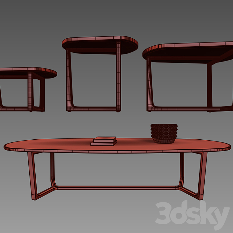 POLIFORM COFFEE TABLES TRIDENTE 3DS Max - thumbnail 2