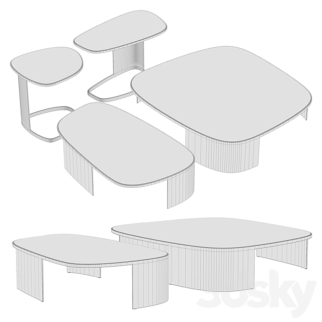 Poliform KOISHI coffee and side tables 3DS Max Model - thumbnail 3