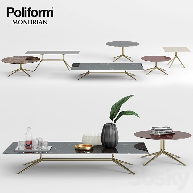 Poliform Mondrian Coffee Tables – 1 3DS Max - thumbnail 1