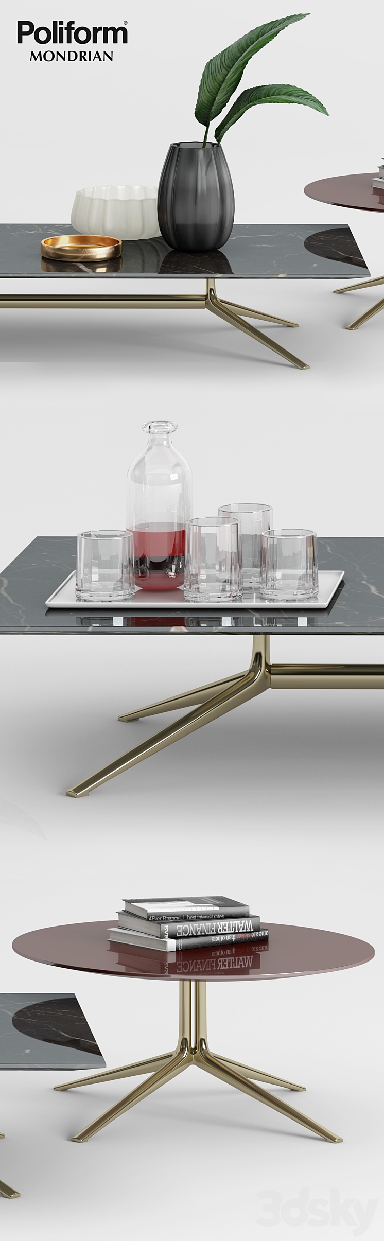 Poliform Mondrian Coffee Tables – 1 3DS Max - thumbnail 2