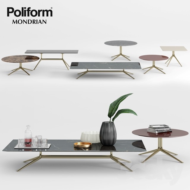 Poliform Mondrian Coffee Tables – 1 3DS Max - thumbnail 3