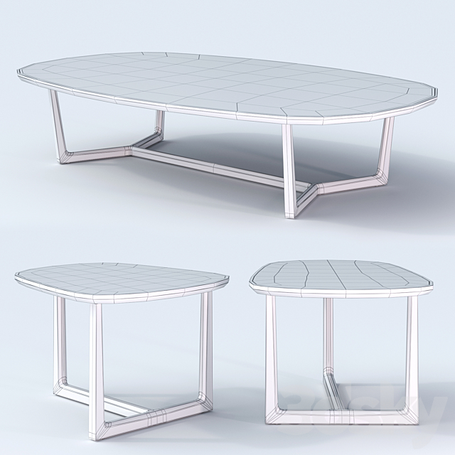 Poliform set coffee tables TRIDENTE 3DS Max Model - thumbnail 3