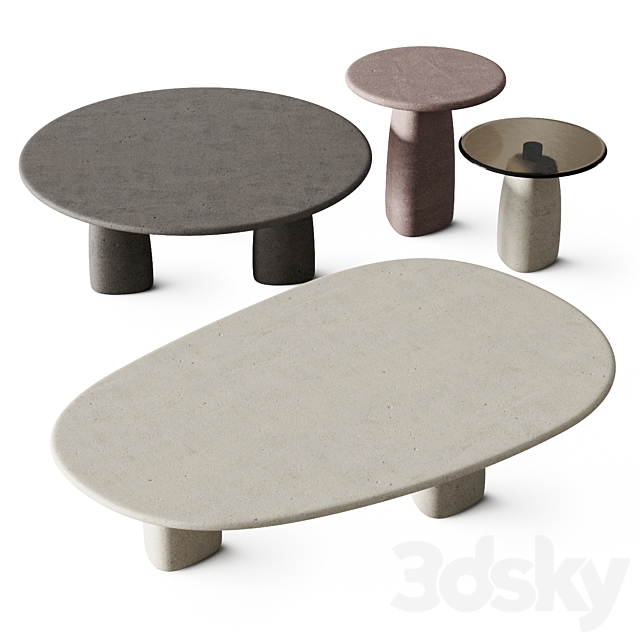 Poliform Strata Coffee Tables 3DS Max Model - thumbnail 2