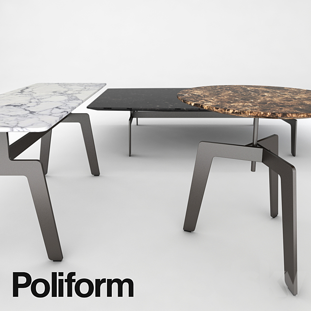 Poliform Tribeca coffee table 3DS Max Model - thumbnail 1