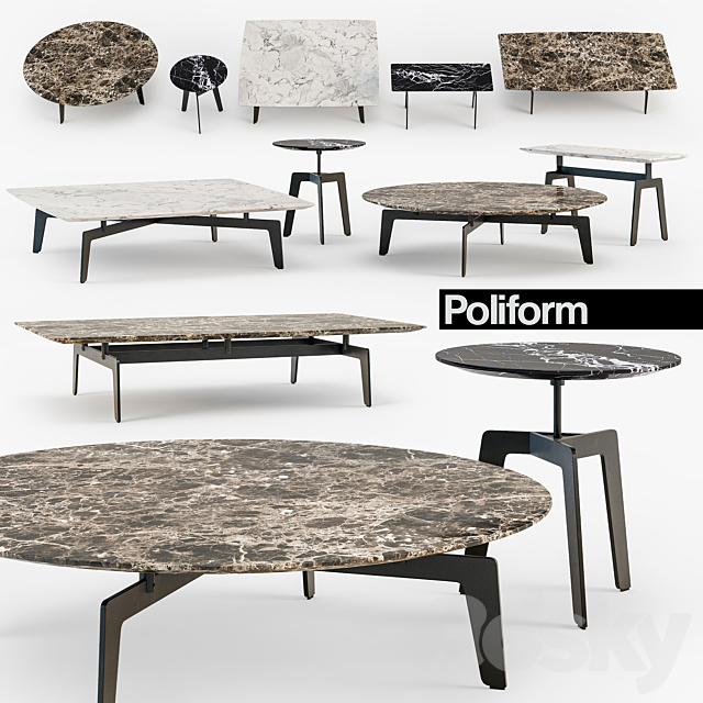 Poliform Tribeca coffee table set 3DSMax File - thumbnail 1