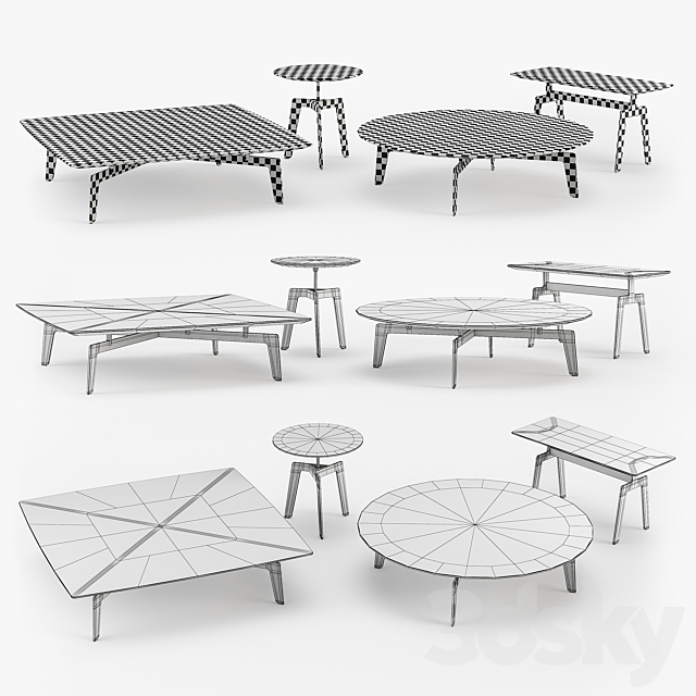 Poliform Tribeca coffee table set 3DSMax File - thumbnail 3