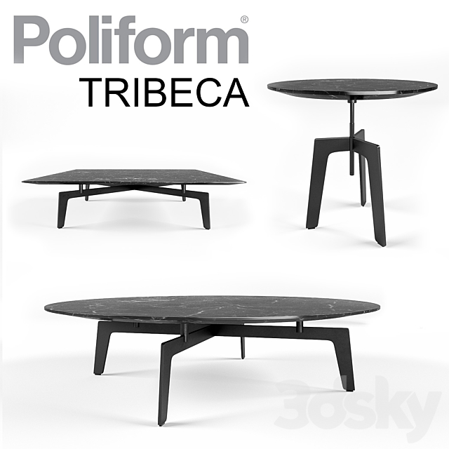 Poliform Tribeca Table Set x 3 3DSMax File - thumbnail 1