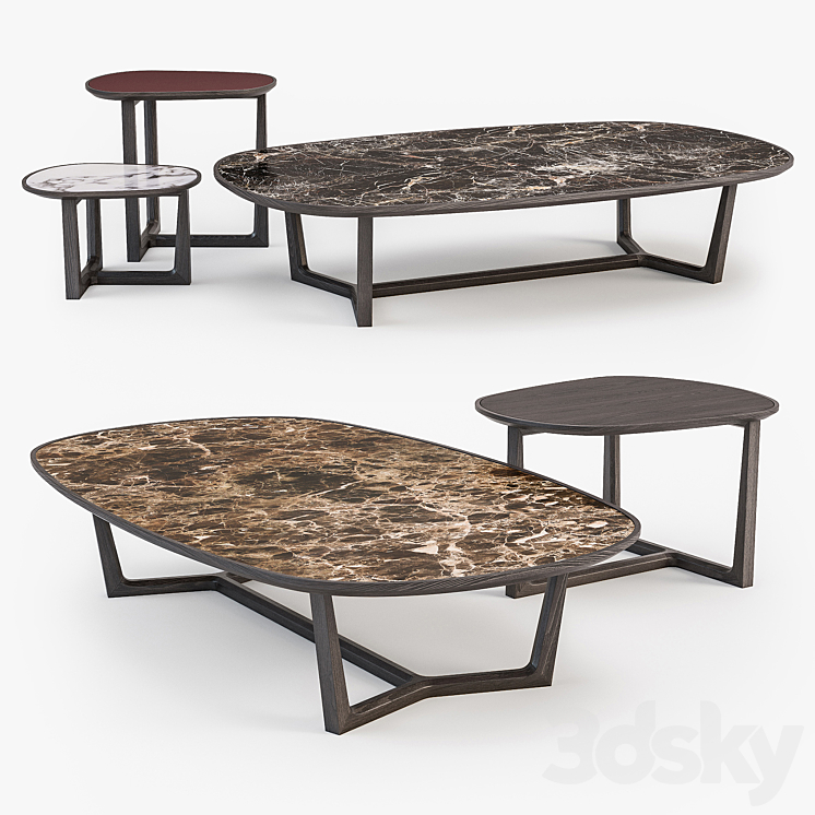 Poliform Tridente coffee tables set 3DS Max - thumbnail 2