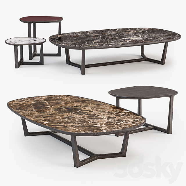 Poliform Tridente coffee tables set 3DSMax File - thumbnail 2