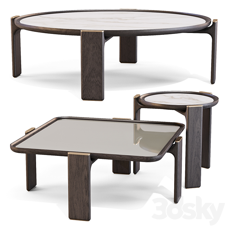 Poltrona Frau: DUO – Coffee and Side Tables Set 01 3DS Max Model - thumbnail 1