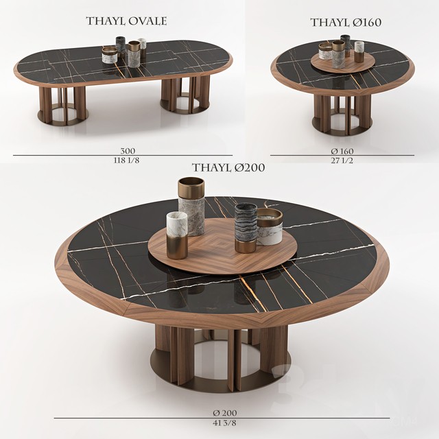 porada table THAYL 3 items 3DS Max - thumbnail 3