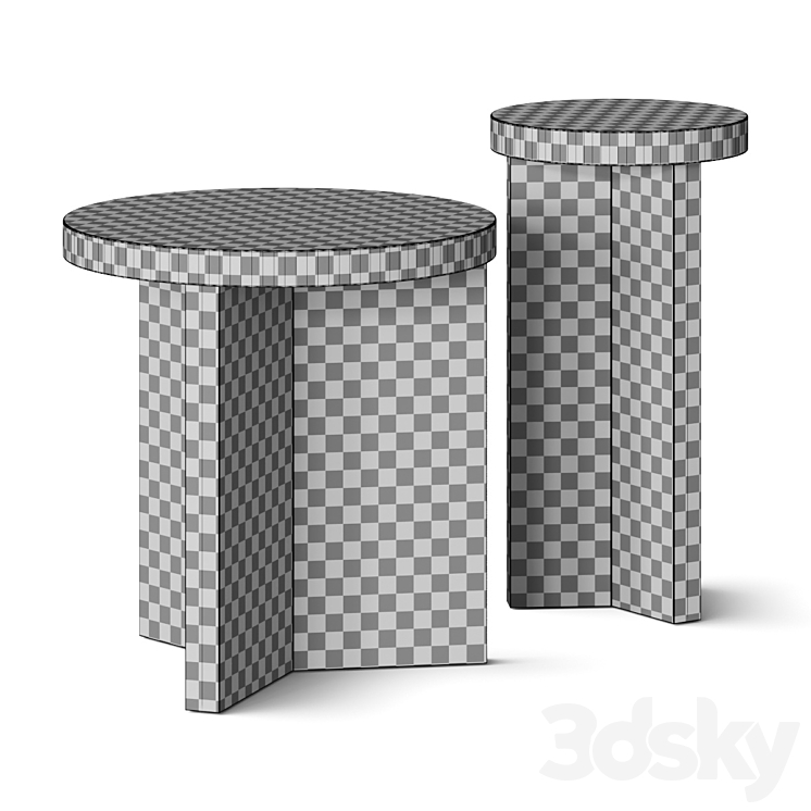 Pottery Barn Folsom Side Tables 3DS Max Model - thumbnail 2