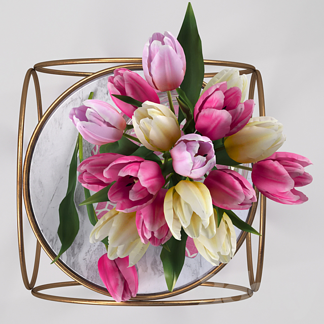 Pottery Barn Kids. Marble Top Side Table. Bouquet of tulips 3DSMax File - thumbnail 2
