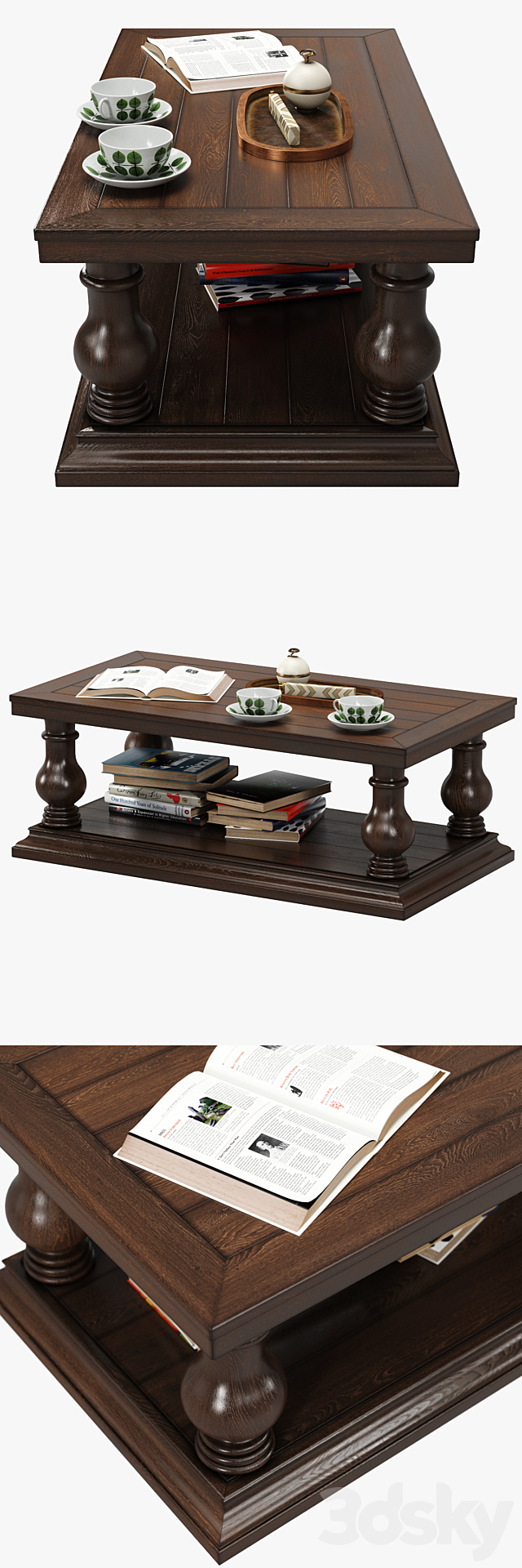 Pottery Barn Lorraine Coffee Table 3DS Max Model - thumbnail 2