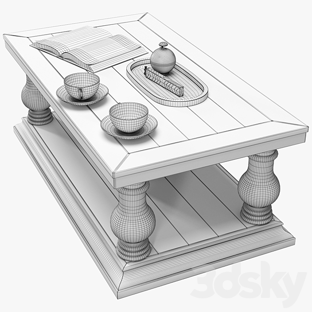 Pottery Barn Lorraine Coffee Table 3DS Max Model - thumbnail 3