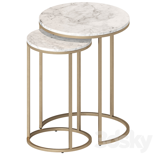 Pottery Barn_Delaney Side Table 3DS Max Model - thumbnail 2