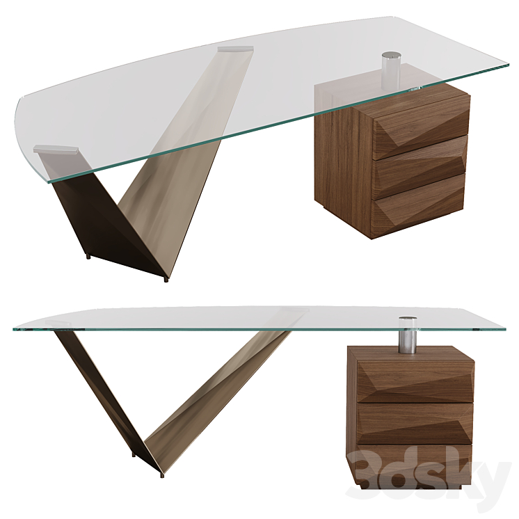 Prisma steel desk by Reflex 3DS Max Model - thumbnail 3