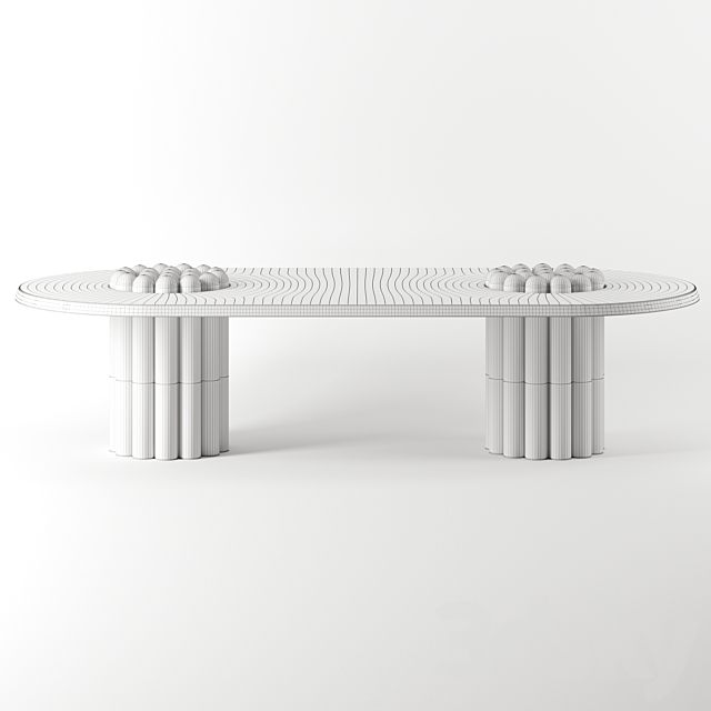 Raku-Yaki Dining Table-Oblong by Emmanuelle Simon 3DS Max Model - thumbnail 2