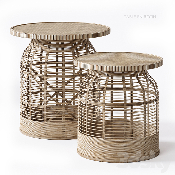 Rattan side table Madam Stoltz 3DS Max Model - thumbnail 1