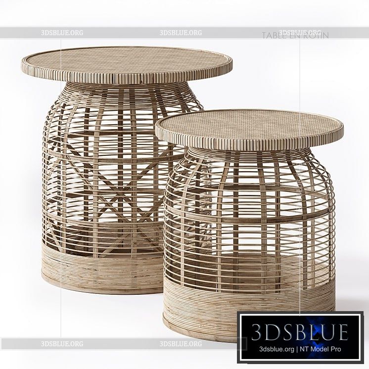 Rattan side table Madam Stoltz 3DS Max - thumbnail 3