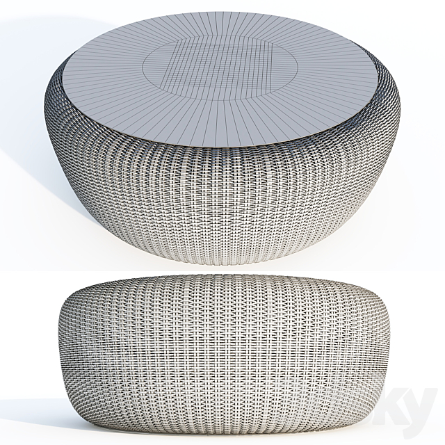 Rattan table Kiwi 3DS Max Model - thumbnail 2