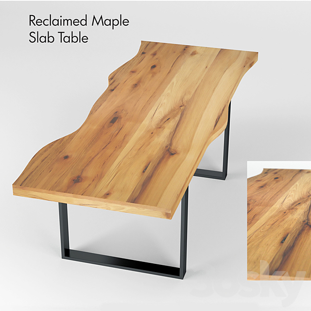 Reclaimed Maple Slab Table 3ds Max - thumbnail 1