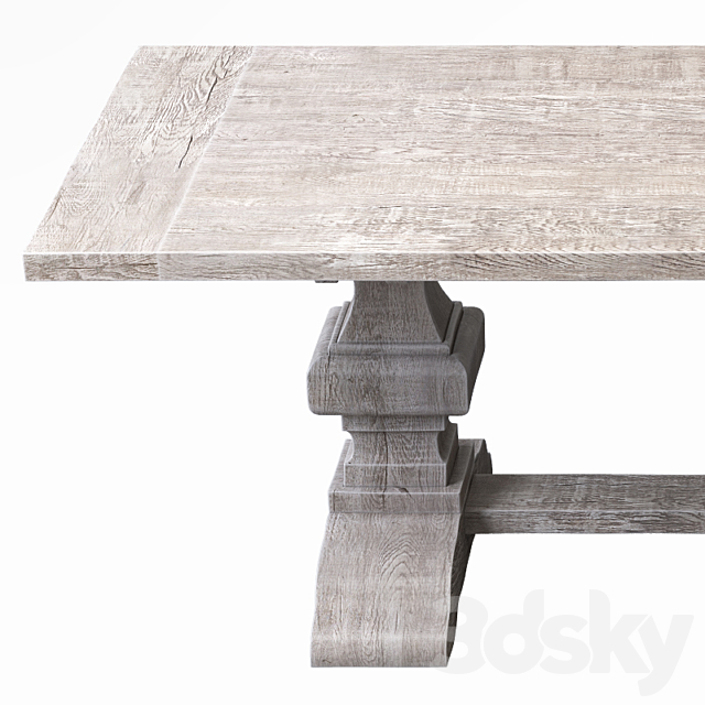 RECLAIMED RUSSIAN OAK BALUSTER RECTANGULAR EXTENSION DINING TABLE Gray 3DS Max Model - thumbnail 3