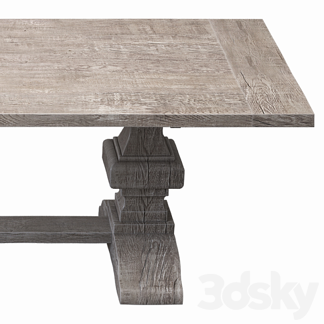 RECLAIMED RUSSIAN OAK BALUSTER RECTANGULAR EXTENSION DINING TABLE Gray 3DS Max Model - thumbnail 4