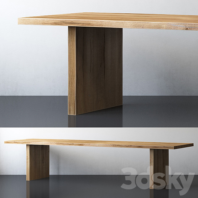 RECLAIMED RUSSIAN OAK PLANK RECTANGULAR DINING TABLE Large 3DSMax File - thumbnail 2