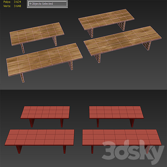 RECLAIMED RUSSIAN OAK PLANK RECTANGULAR DINING TABLE Large 3DSMax File - thumbnail 3