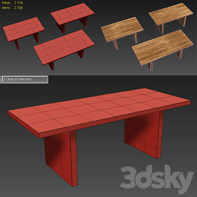 RECLAIMED RUSSIAN OAK PLANK RECTANGULAR DINING TABLE Medium 3DS Max Model - thumbnail 3