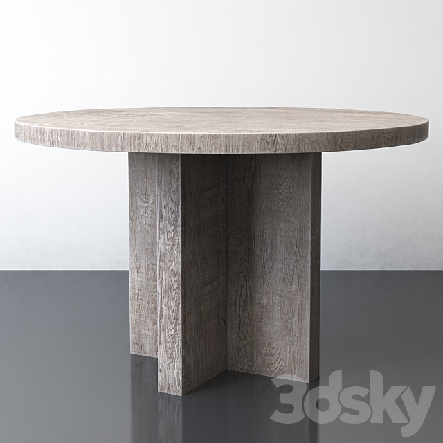 RECLAIMED RUSSIAN OAK PLANK ROUND DINING TABLE Gray 3DS Max Model - thumbnail 2