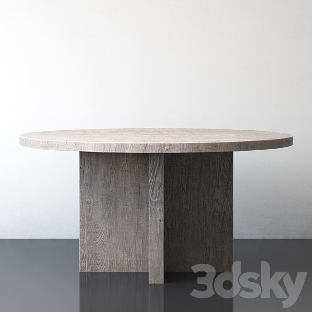 RECLAIMED RUSSIAN OAK PLANK ROUND DINING TABLE Gray 3DS Max Model - thumbnail 3