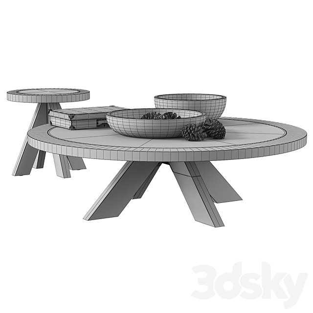 Restoration Hardware _ 1960S French X-Base Round Table 3DS Max Model - thumbnail 2